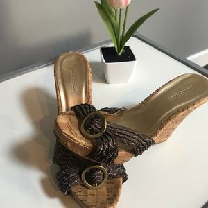 Cork wedge heel brown and gold Charlotte Russe